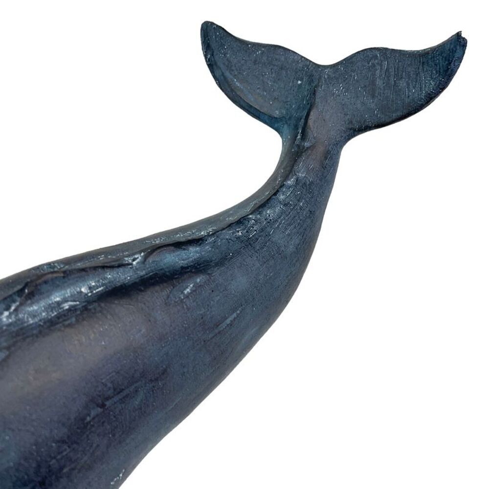 Sperm Whale Statue 15in Hand-Painted Resin Ocean Marine Decor Coastal Sculpture - Picture 8 of 9